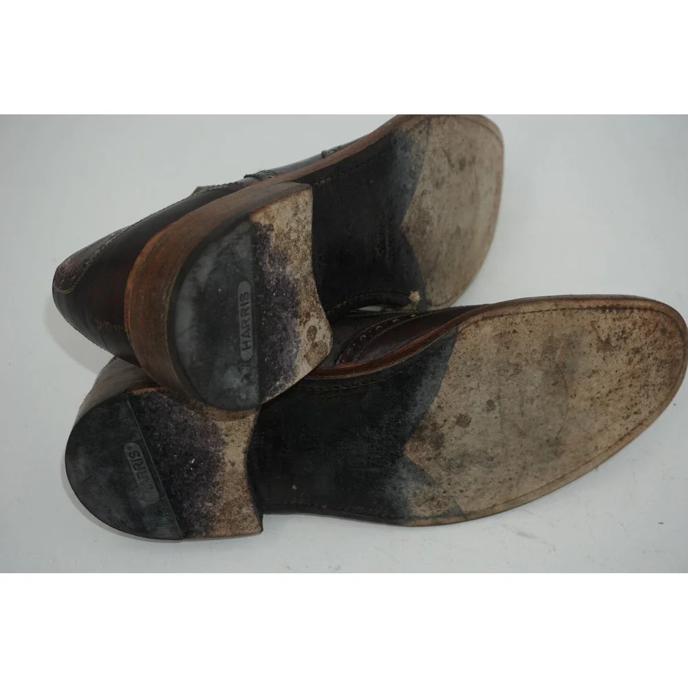 Calzoleria Harris Shoes Brown Leather Wingtip Brogue Dress Italy Men's Size 10.5
